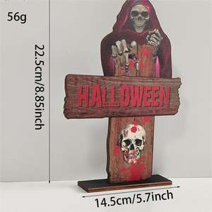 Nuovo ornamento di decorazione Desktop di Halloween in legno, zucca, Zombie, scheletro, vacanze in famiglia oggetti di scena per l'atmosfera - Product Image 5