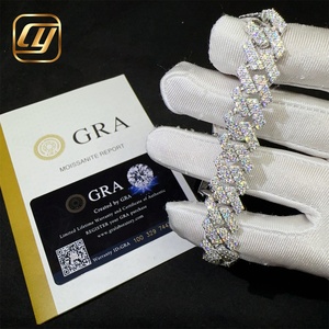 Luxury 13mm 925 Sterling Silver Fashion <b>Iced</b> <b>Out</b> VVS Moissanite Diamond Cuban Link <b>Chain</b> Hip Hop Jewelry Bracelet - Product Image 5