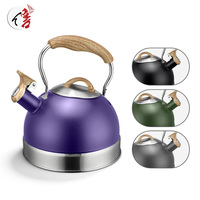 Bouilloire sifflante professionnelle 2,5 L en acier inoxydable SUS, couleur personnalisée, vente directe usine, avec poignée à gâchette