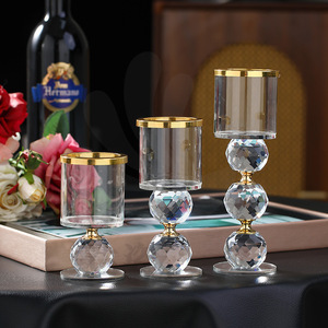 Crystal Candle Holders Glass Stemmed With Faceted Base Home Decoration - Product Image 1