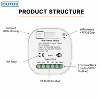 Module de relais sans fil miniature OUTUS, AC 100-240V 16A, module de commande à distance pour système de contrôle d'accès aux portes automatiques