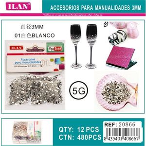 Strass Ilan 3mm in Resina Bianca, Accessori per Decorazioni Fai-da-Te - Product Image 1