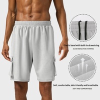 Pantalones Cortos de Baloncesto Personalizados al por Mayor con Logotipo, Cintura Alta, Largos hasta la Rodilla, 230g, Algodón y Poliéster Elástico, Bolsillos Tipo Cargo, Pantalones Cortos Deportivos al por Mayor
