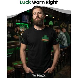 Camiseta del Día de San Patricio para hombre, diseño de la bandera irlandesa con trébol, texto personalizado, manga corta, 100% algodón, transpirable, tejido de punto. - Product Image 2