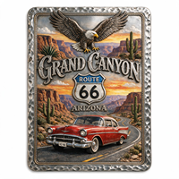Plaque Murale Métallique Vintage Route 66 en Aluminium 3D Gaufré Personnalisée – Vente en Gros Usine OEM