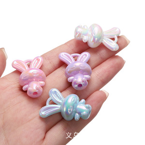 Rabbit Shape Acrylic Loose <b>Beads</b> For Bracelet Making With Iridescent Finish 10mm Size Craft Jewelry Accessories Wholesale - Product Image 1
