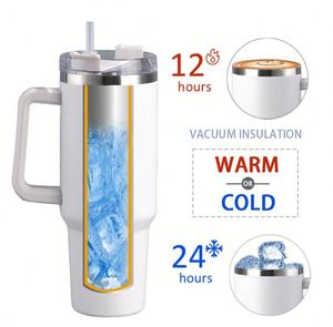 Stainless Steel Tumbler 1200ml <b>Handle</b> Straw Vacuum Insulated Eco-Friendly <b>Travel</b> <b>Mug</b> 12-24 Hours Thermal Insulation Multiple - Product Image 2