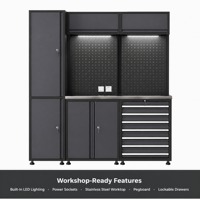Système d'armoires de garage modulaires OEM/OBM direct usine, taille et couleur personnalisables, rangement d'outils, établi, garantie 3 ans, capacité de charge 200 kg