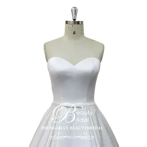 2018 New design elegant stain long train ball gown wedding dress