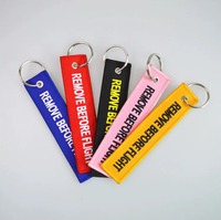 Porte-clés tissé en tissu personnalisé avec broderie, style Jet Tag, avec votre propre logo, porte-clés brodés tendance