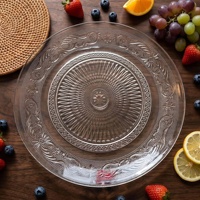 Assiettes de présentation multi-designs en verre texturé transparent avec motif en relief pour la décoration de table de mariage, banquet, fête ou événement