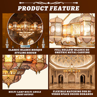 Lustre LED suspendu doré de grande taille pour la décoration intérieure des mosquées, salles de prière, restaurants et hôtels