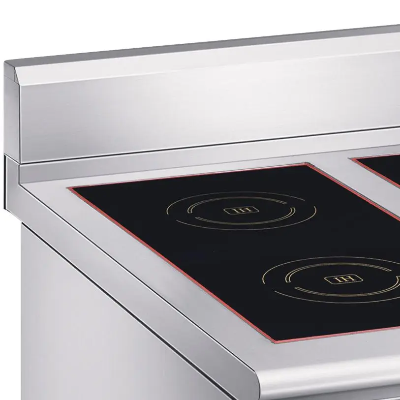 Équipement de cuisine commercial cuisinière à induction 4 brûleurs plaque chauffante électrique plaque à induction autoportante avec four électrique