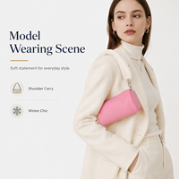 Sac baril pour femme, mini sac à main en fourrure de mouton, sac à bandoulière avec chaîne, 7 couleurs, vente en gros, personnalisation OEM, usine