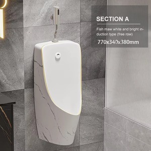 Precio competitivo <span class=keywords><strong>urinarios</strong></span> masculinos de cerámica con sensor colgado en la pared de grano de <span class=keywords><strong>roca</strong></span> blanca personalizados - Product Image 2