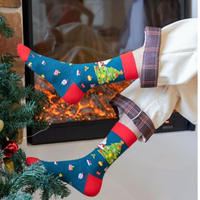 Chaussettes de Noël de haute qualité, chaussettes fantaisie en coton, chaussettes amusantes, chaussettes colorées, chaussettes originales et funky