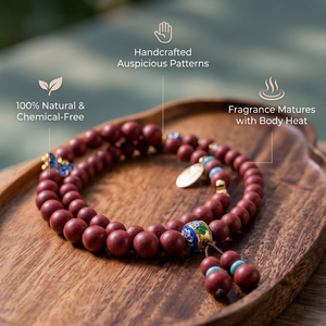 Vintage Natural Herbal Aromatherapy Wood Necklace <strong>Zen</strong> Style Floral Incense Beads Customizable Exquisite Gift for Twelve Guests - Product Image 3