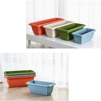 Pot Tanaman Plastik Persegi Panjang Self Watering untuk Kebun dengan Baki Tetes, Ukuran Kecil dan Besar, 6L 10.5L 13.5L 16L