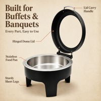 Réchaud de buffet commercial à couvercle, brûleur à alcool, pour maintenir les aliments au chaud lors de banquets, mariages et réceptions