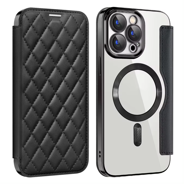 AilesTecca Flip Leather Magnetic Wireless Charging Phone Case for Iphone 16pro Max 14 13 12 Pro 15Shockproof Card Bag Slot Cover
