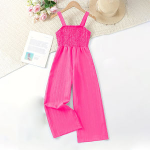 بدلة قطعة واحدة للمراهقين بلون موحد وواسعة، بدلة كاجوال بدون أكمام وياقة مربعة للفتيات الصغيرات - Product Image 4