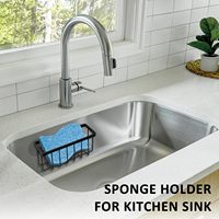 Organisateur d'évier de cuisine en acier inoxydable, support multifonctionnel pour éponge et brosse, design minimaliste sur pied pour cuisine