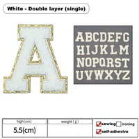 Stock de patchs en chenille à lettres autocollants avec sequins, en plusieurs couleurs, monocouche, pour vêtements et chapeaux