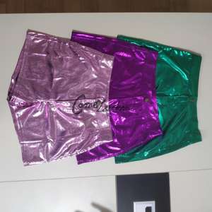 Pantaloncini Estivi da Spiaggia, Shorts Metallizzati Arricciati per Ragazze, Pantaloncini da Donna in <span class=keywords><strong>Pelle</strong></span> PU per Allenamento - Product Image 6