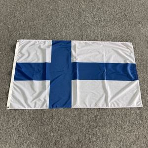 Drapeaux de la <span class=keywords><strong>Finlande</strong></span> 3x5 pieds en gros et drapeau blanc de la Croix-Blanche pour usage extérieur en tissu polyester imperméable - Product Image 3