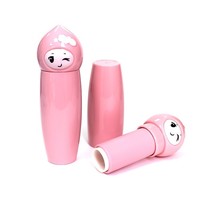 Baume à lèvres en plastique en forme de poupée pêche mignonne, tubes vides pour soins des lèvres en forme de dessin animé pour enfants et adolescents, sérigraphie