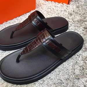 Sandales de plage de luxe pour hommes, en cuir gaufré crocodile, légères, pour l'été et l'extérieur, de haute qualité, style Rome - Product Image 1