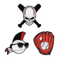 Broches en émail vintage sur le thème du baseball : lunettes de soleil de baseball, balle et gant classique, badges de revers, bijoux et cadeaux