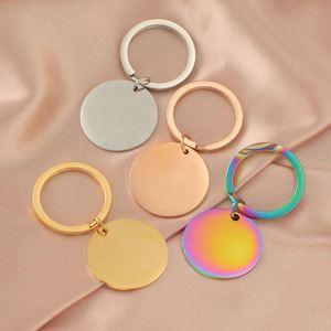 Llavero Metálico en Blanco de Acero Inoxidable, Personalizable con Código QR Grabado con Láser, Anillos para Llaves, Discos Redondos, Etiquetas en Blanco, Llavero en Oro Rosa y Arcoíris - Product Image 2
