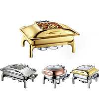 Plats de service professionnels GeHong en acier inoxydable (ronds et carrés) à chauffage à l'alcool 6L/9L pour buffet, maintien au chaud des aliments, événements de restauration, grande capacité
