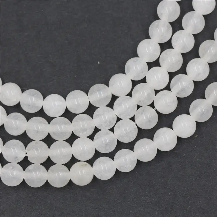 Runde Perle Weißer Quarz stein Natur Jade Kristall Weiß Quarz Stein Perle Natürlicher Edelstein Für DIY Armband Schmuck
