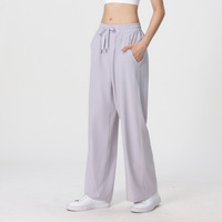 Pantalon de sport décontracté pour femme, coupe ample, avec poches, respirant, imperméable, pour yoga et fitness, à taille haute, séchage rapide, avec cordon de serrage