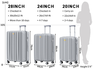 Set di <span class=keywords><strong>Valigie</strong></span> MGB 3 Pezzi 20 24 28 Pollici, Trolley Rigido in PC con Ruote Girevoli, Bagaglio da Viaggio Rosa - Product Image 2