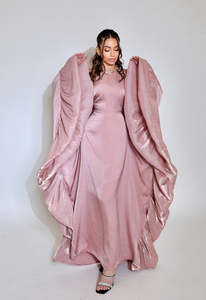 Robe Abaya pour femmes musulmanes LE DUO, robe islamique modeste en satin à manches bouffantes maxi - Product Image 2