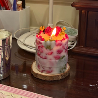 Lilin Aromaterapi Mewah Beraroma Mawar Kering Romantis Buatan Tangan Bentuk Silinder untuk Pernikahan, Liburan, Natal