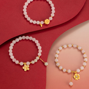 Tao Zhi Yao Yao Plata de Ley 925 con Jade de Hotan, Cristal Rosa Electrochapado, Flor de Cerezo, Estilo Dulce y Lindo, Flor de Instagram - Product Image 2