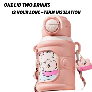 Yaye simpatici per bambini con doppia tazza Anti-goccia copertura per cartoni animati nuova fiaschetta Thermos per PC Logo caldo regalo all'ingrosso per bambini - Product Image 3