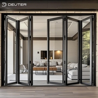 Puerta Plegable de Aluminio para Patio Exterior, Panorámica, Resistente, con Aislamiento Térmico, de Apertura Amplia, Sistema de Partición Interior para Villa