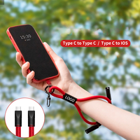 Câble USB-C court de 56 cm avec lanière, mini-câble de téléphone, charge rapide, USB-C PD 60W, câble de données, câble de charge rapide pour poignet