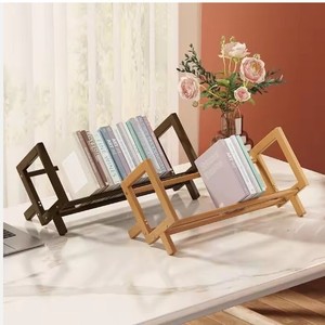 Organisateur de magazines simple en bois de bambou, support de rangement de bureau pour livres et dossiers, design pliable de style moderne - Product Image 5