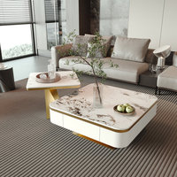 Offre Spéciale luxe or carré nidification Table basse ensemble moderne Faux marbre Center Table salon Simple ménage meubles maison