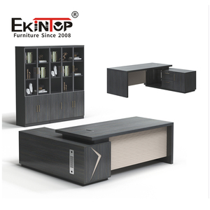 Sinonis, moderno, minimalista, en forma de L, escritorio ejecutivo, gerente, estación de trabajo, Panel de melamina, muebles modulares de madera para oficina en casa - Product Image 5