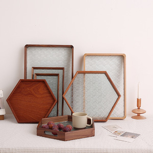 Bandeja de Vidrio con Relieve de Begonia Estilo Japonés Vintage para Té, Café, Dulces, Aromaterapia y Almacenamiento - Product Image 2