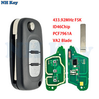Clé de voiture à distance pliable VA2 433 MHz ID46 PCF7961 pour Renault Clio III Master Kangoo Modus Twingo Megane Fluence SM3 Mercedes
