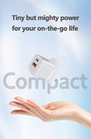 Chargeur USB-A + Type-C double port PD 3.0 30W UK GaN, sortie 5V3A, matériau PC ignifuge, respectueux de l'environnement, protection OTP/OVP