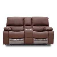 Geeksofa Muebles Modernos de Cuero, Sofá Seccional Manual Reclinable, Juego de Sofás 3 2 1 con Consola para Sala de Estar
